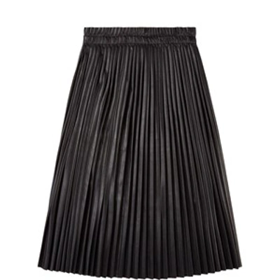Mm6 Maison Margiela Faux Leather Long Pleated Skirt In Black