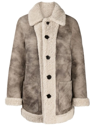 Zadig & Voltaire Reversible Shearling Jacket In Neutrals