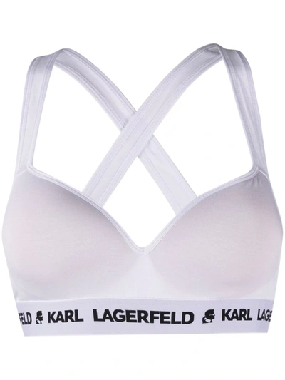 Karl Lagerfeld Padded Jersey Bra In White