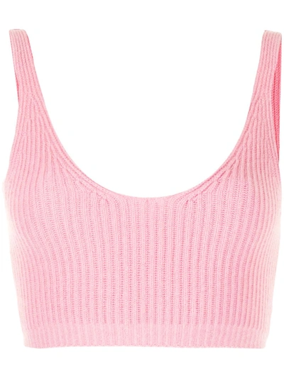Cashmere In Love Reese Ribbed-knit Cropped Waistcoat In Pink