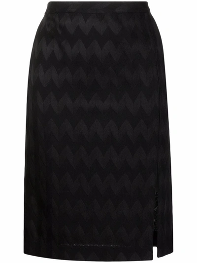 Missoni Z字形图案针织铅笔半身裙 In Black
