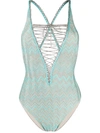 MISSONI ZIGZAG-PRINT LACE-UP SWIMSUIT