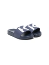 Kenzo Logo-print Open-toe Slides In Blue