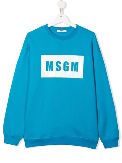 Msgm Teen Logo-print Sweatshirt In Blue