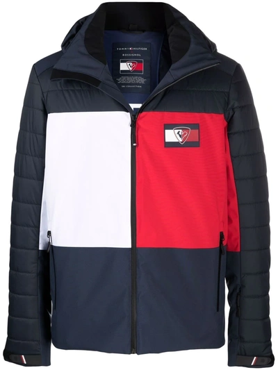 Rossignol Logo Colour-block Jacket In Blue
