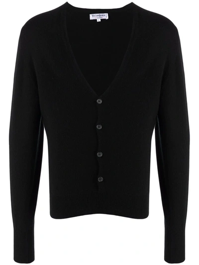 Pre-owned Saint Laurent 1990s Cashmere V-neck Cardigan In Black