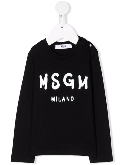 Msgm Kids' Shoulder-buttoned Logo Sweatshirt In Black