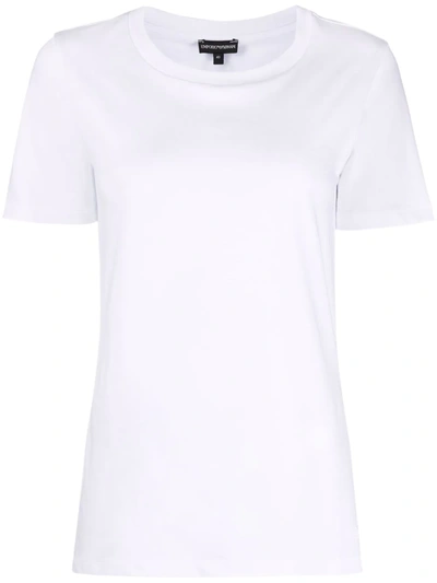 Emporio Armani Mercerised Jersey T-shirt With Micro Rubberised Eagle In White