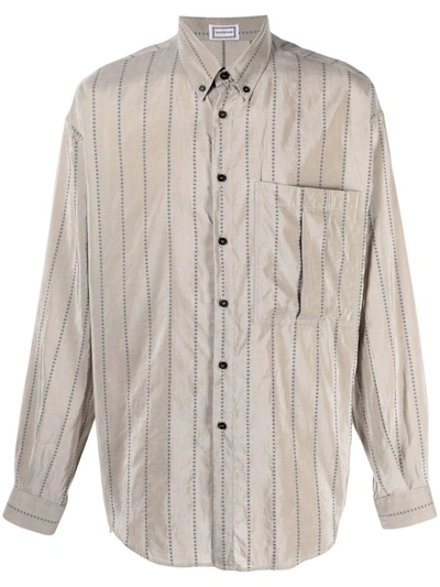 Pre-owned Versace 条纹排扣衬衫（1980年代典藏款） In Grey