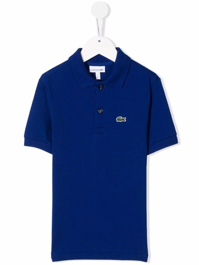 Lacoste Kids' Crocodile Embroidery Polo Shirt In Blue