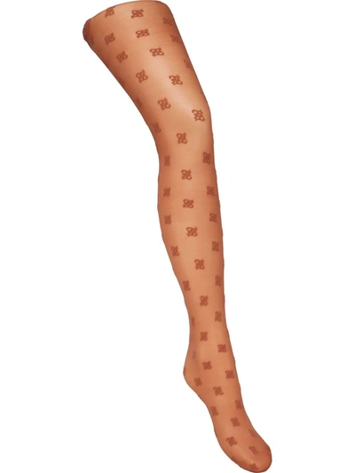 Fendi Ff Karligraphy-embroidered Tights In Neutrals