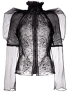 Tom Ford Patchwork Lace Puff-sleeve Blouse In Black