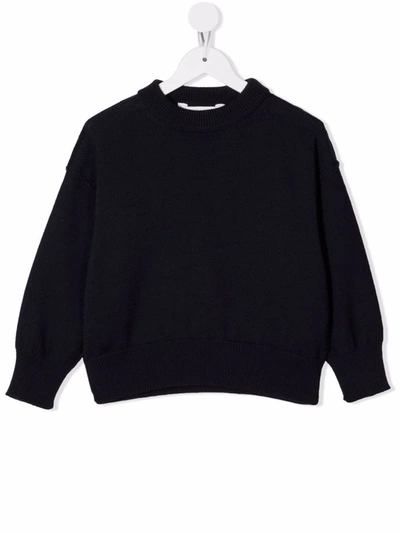 Palm Angels Kids Navy Blue Virgin Wool Sweater With Back Logo