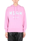 Msgm Logo-print Pullover Hoodie In Pink