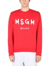Msgm Logo Print Crew Neck Sweatshirt In Red