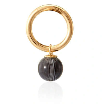 Burberry Ladies Marbled Resin Gold-plated Ring In Light Gold / Midnight