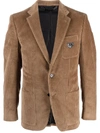 Philipp Plein Single-breasted Corduroy Blazer In Neutrals