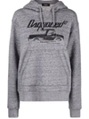 Dsquared2 Logo Cotton Jersey Hoodie In Grey