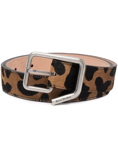 Acne Studios Leopard-print Buckle Belt In Brown