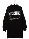 MOSCHINO LOGO-PRINT RHINESTONE DRESS