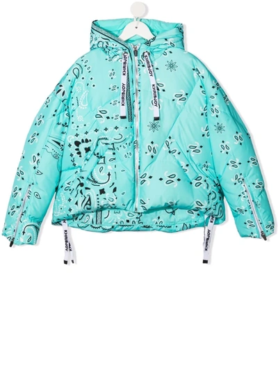Khrisjoy Little Kid's & Kid's Bandana Puffer Jacket In Turquoise