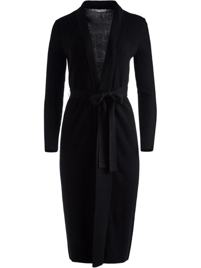 Alice And Olivia Waverly Long Ribbed Cardigan In Black