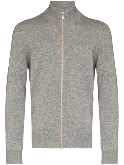Brunello Cucinelli Zip-up Wool Jumper In Grey