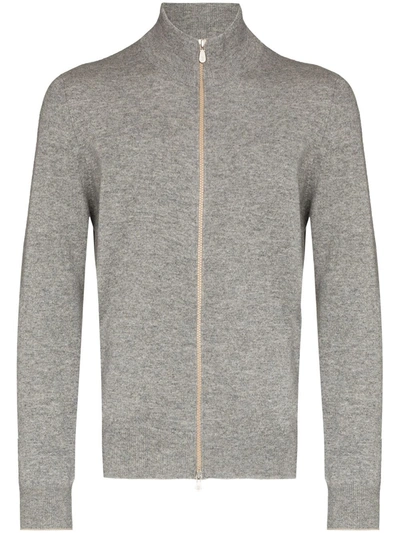 Brunello Cucinelli Zip-up Wool Jumper In Gray