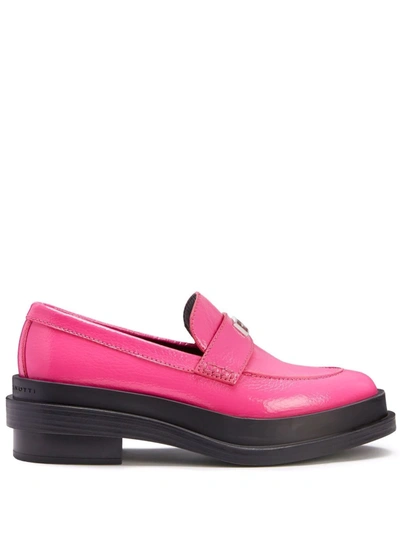 Giuseppe Zanotti Malick Logo-plaque Loafers In Fucsia