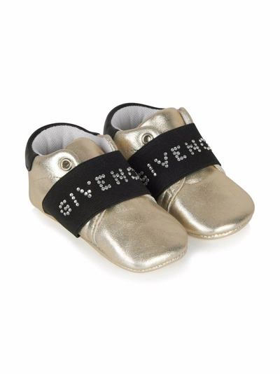 Givenchy Babies' Babbucce Oro In Pelle Con Cristalli In Gold