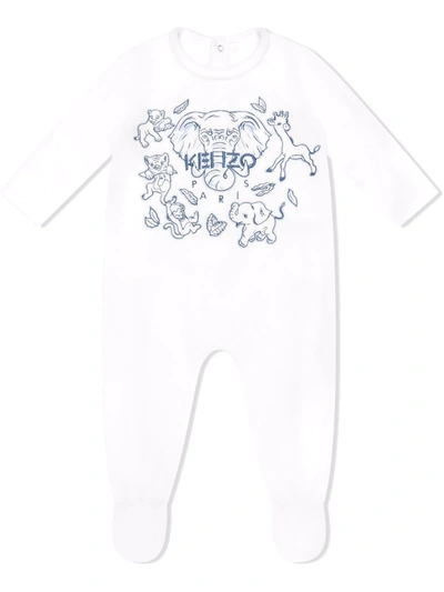 Kenzo Babies' Embroidered Elephant Logo Pyjamas In White