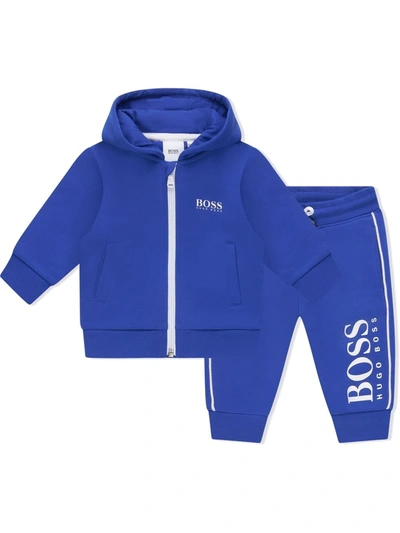 Bosswear Babies' Logo-print Cotton-blend Tracksuit In Blue