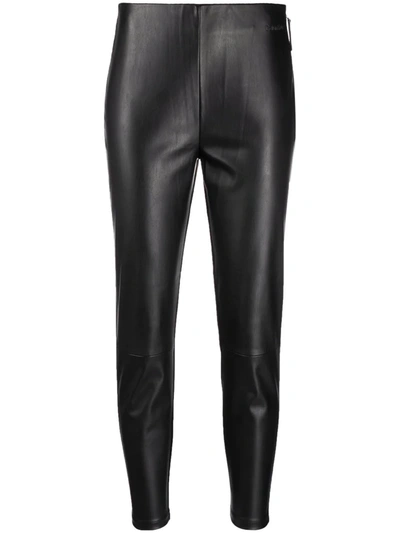 CALVIN KLEIN CROPPED FAUX-LEATHER LEGGINGS