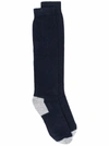 Fedeli Contrasting-panel Socks In Blue