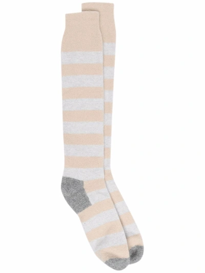 Fedeli Stripe-pattern Socks In Neutrals
