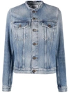 Maison Margiela Collarless Denim Jacket In Blue