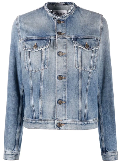 Maison Margiela Collarless Denim Jacket In Blue