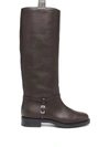 SERGIO ROSSI KNEE-LENGTH GRAINED LEATHER BOOTS