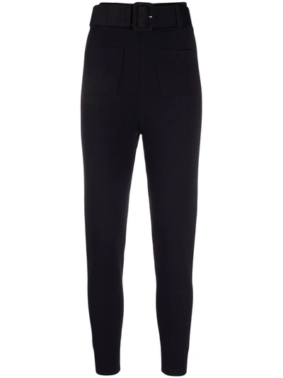 Self-portrait Belted Stretch-ponte Skinny Pants In Nero