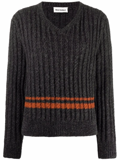 Molly Goddard Striped Wool Jumper In Grey