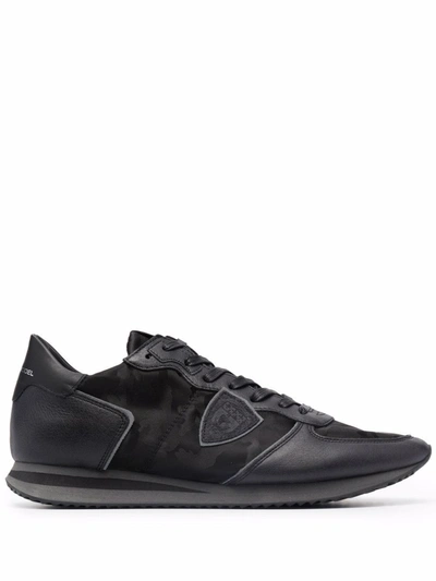 Philippe Model Paris Panelled Camouflage-print Trainers In Black