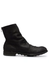 Officine Creative Matte Calf Leather Zip Boots In Black