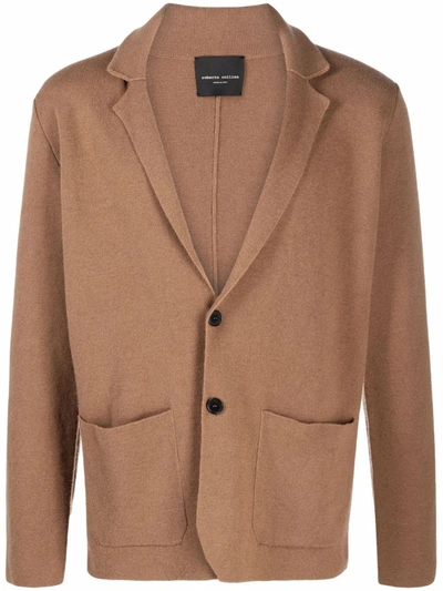 Roberto Collina Single-breasted Fitted Blazer In Brown