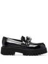 CASADEI PATENT LEATHER LUG-SOLE LOAFERS