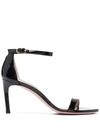 Stuart Weitzman Nudistcurve 100 Smooth Leather Sandal In Schwarz