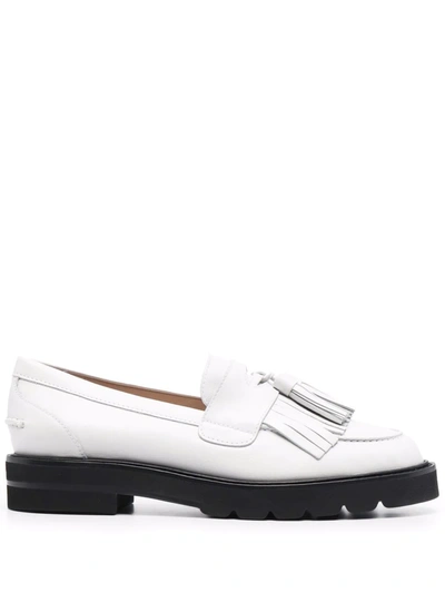 Stuart Weitzman Mila Lift Tassel-embellished Loafers In White