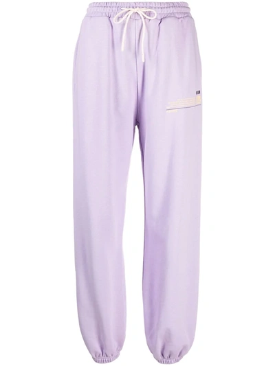 Msgm Fantastic Green Print Cotton Sweatpants In Purple