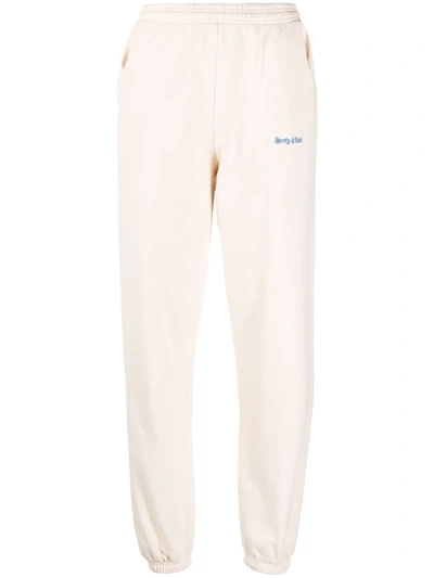 Sporty And Rich Womens Milk Logo-print Mid-rise Cotton-blend Jogging Bottoms Xl In Neutrals
