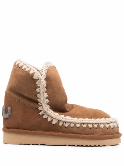Mou Eskimo 18 Glitter-logo Boots In Beige