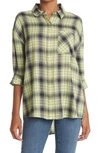 Abound Oversized Flannel Shirt In Green- Navy Haley Plaid